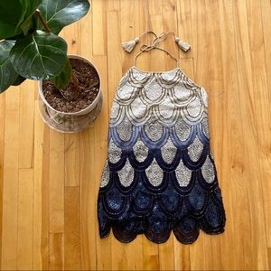 NBD Revolve Dame sequin dress in black ombré xs